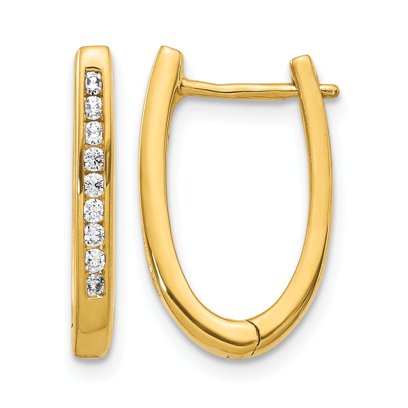 14k Diamond Oval Hinged Hoop Earrings (EM5370-025-YA)