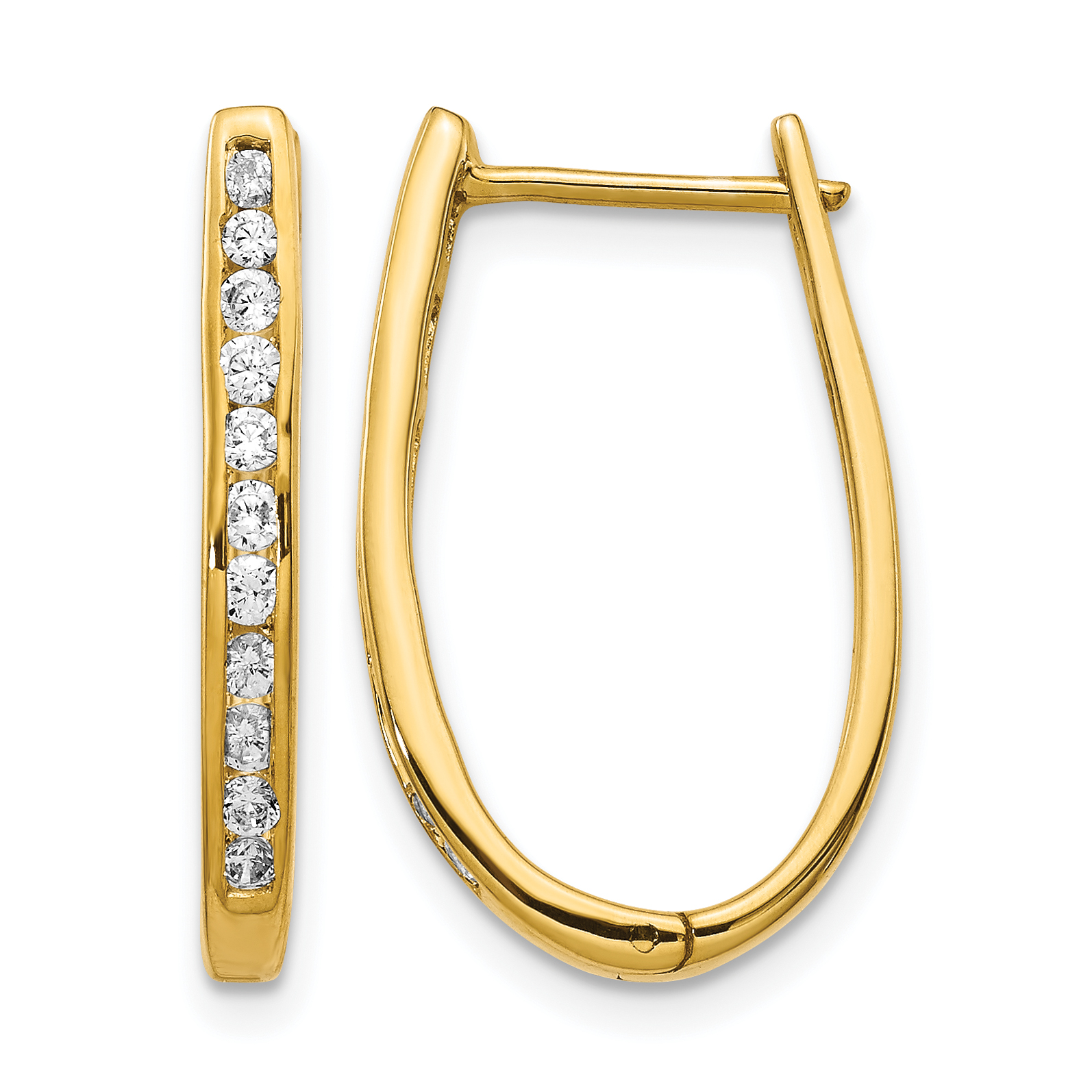 10k Diamond Oval Hinged Hoop Earrings (EM5370-050-1YA)