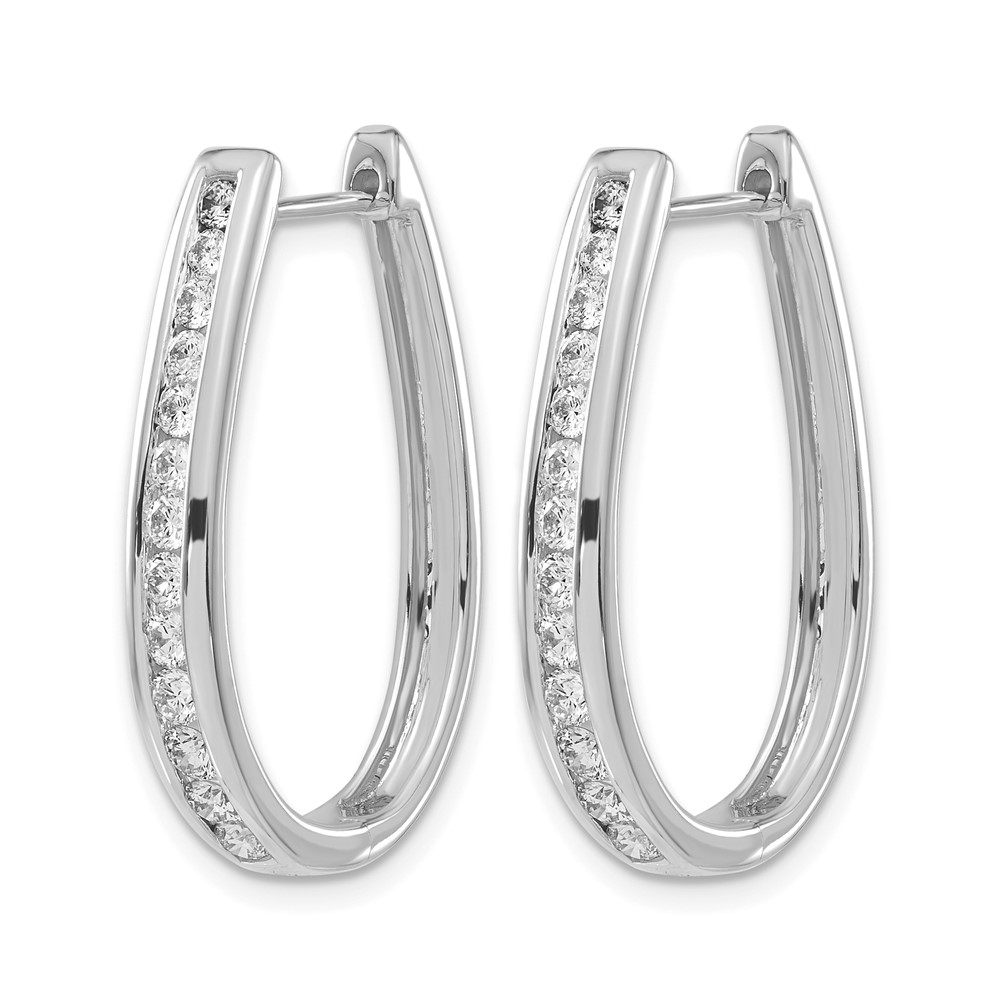 14k White Gold Diamond Oval Hinged Hoop Earrings (EM5372-100-WA)