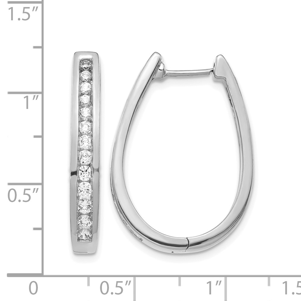 14k White Gold Diamond Oval Hinged Hoop Earrings (EM5372-100-WA)