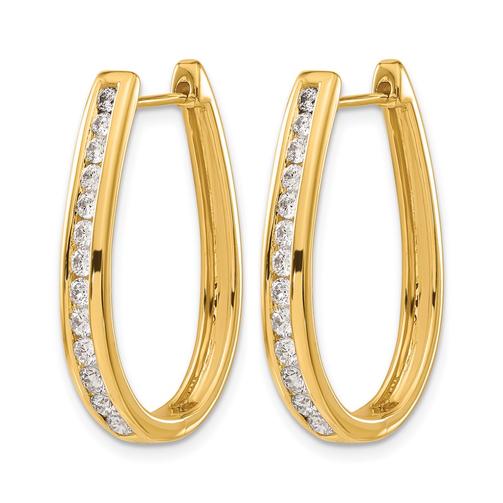 14k Diamond Oval Hinged Hoop Earrings (EM5372-100-YA)