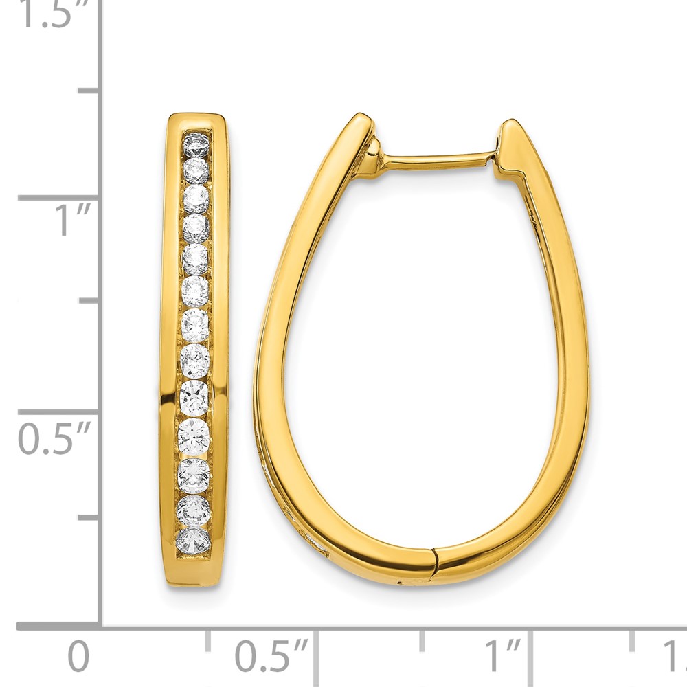 14k Diamond Oval Hinged Hoop Earrings (EM5372-100-YA)