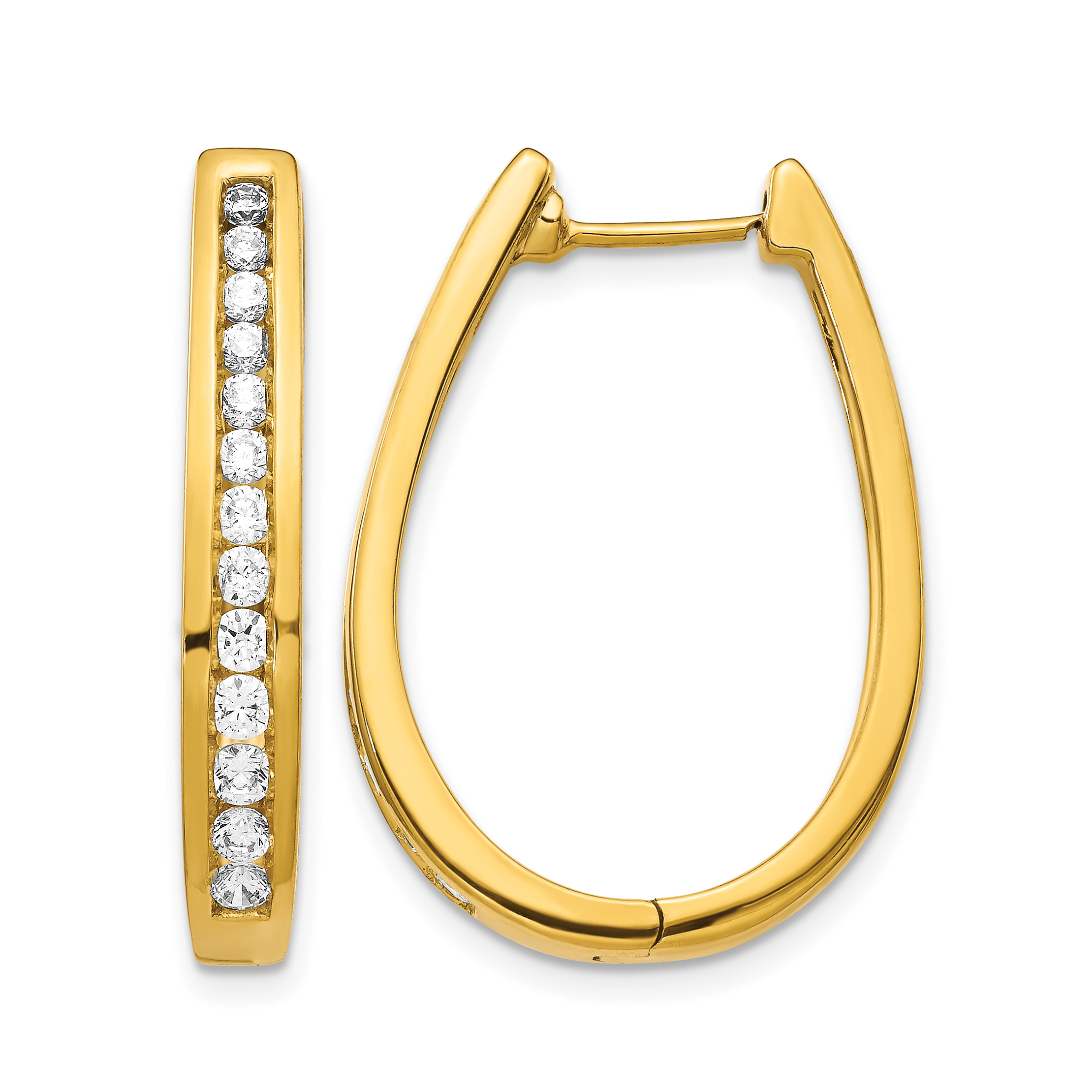14k Diamond Oval Hinged Hoop Earrings (EM5372-100-YA)