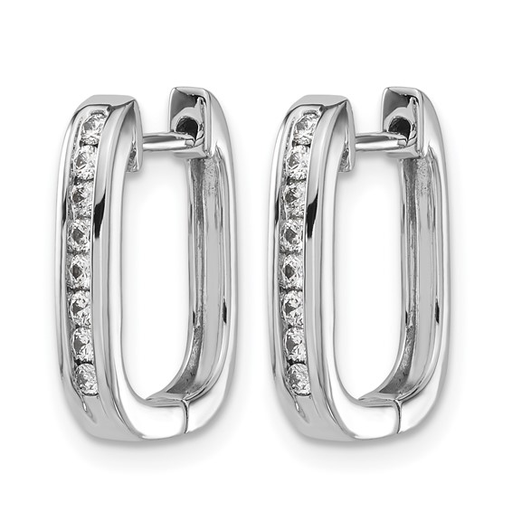 14k White Gold 1/4 carat Diamond Channel-set Square Hinged Hoop Earrings