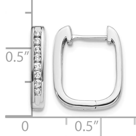14k White Gold 1/4 carat Diamond Channel-set Square Hinged Hoop Earrings