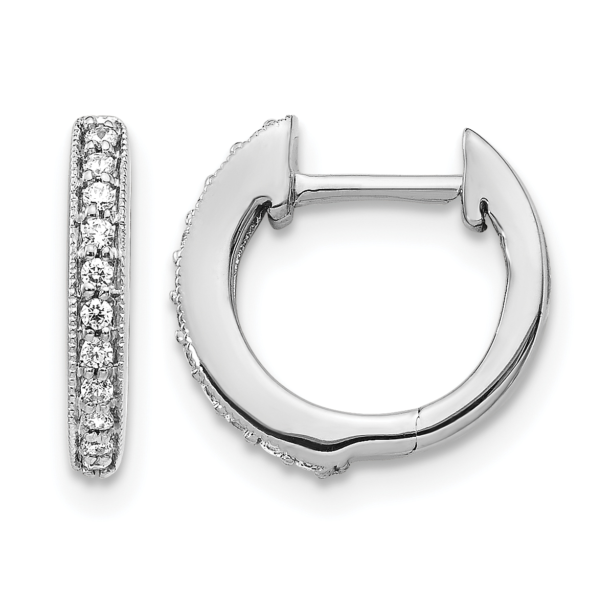 10k White Gold Diamond Hinged Hoop Earrings (EM5374-013-1WA)