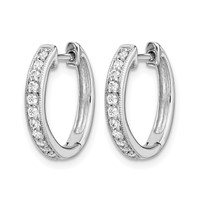 14K White Gold 0.12 Carat Lab Grown Diamond VS SI+ G+ Complete Hinged Hoop Earrings view 2