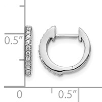 14K White Gold 0.12 Carat Lab Grown Diamond VS SI+ G+ Complete Hinged Hoop Earrings view 4