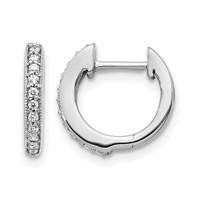 14K White Gold 0.12 Carat Lab Grown Diamond VS SI+ G+ Complete Hinged Hoop Earrings view 1