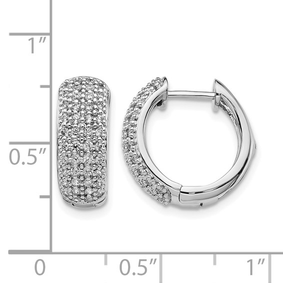 14k White Gold 5/8 carat Diamond Pave Hinged Hoop Earrings