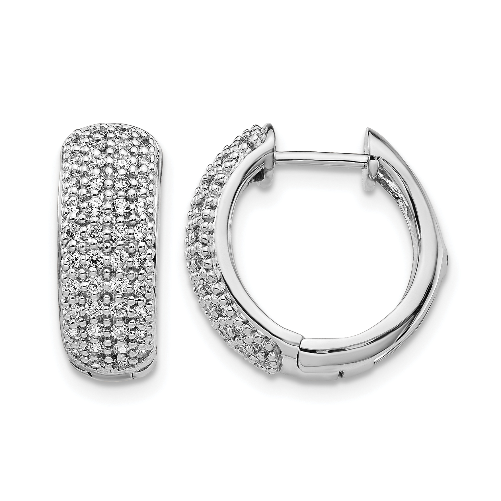 14k White Gold Diamond Hinged Hoop Earrings (EM5376-062-WA)