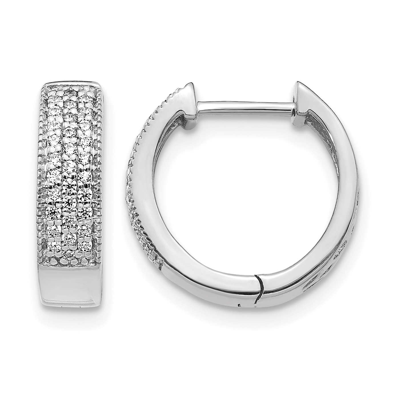 14k White Gold Diamond Hinged Hoop Earrings (EM5377-025-WA)