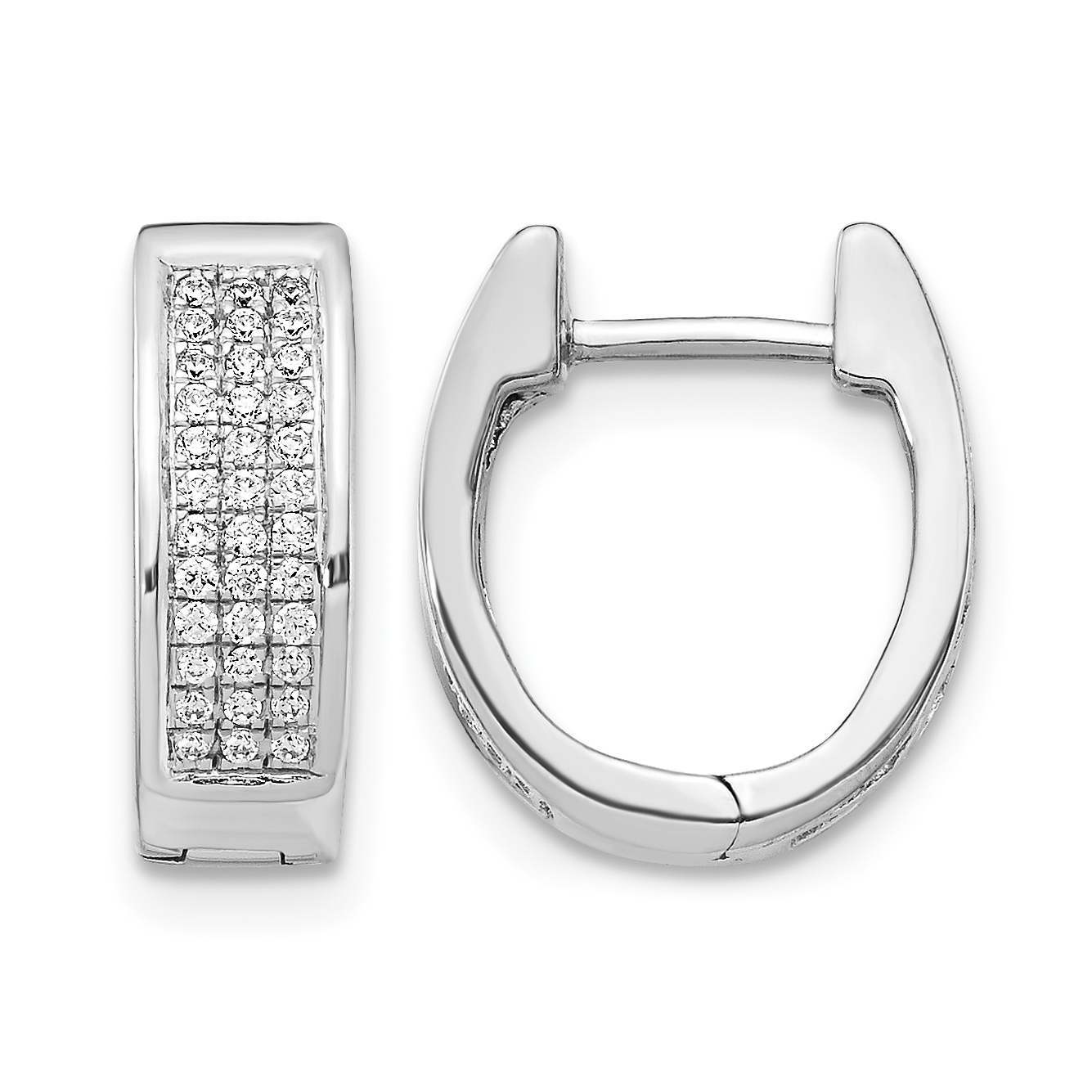 14k White Gold Diamond Small Hinged Oval Hoop Earrings (EM5378-025-WA)