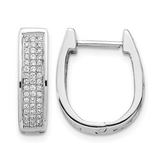 14k White Gold 1/3 carat Diamond Pave Medium Hinged Oval Hoop Earrings