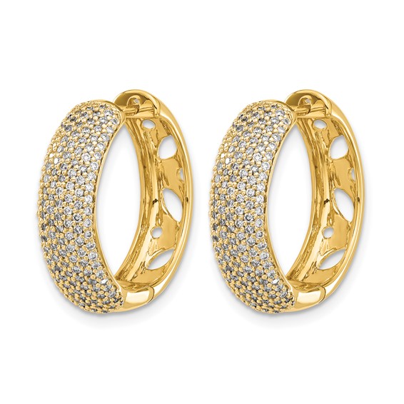 14k 1 carat Diamond Pave Hinged Hoop Earrings