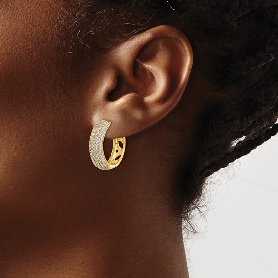 14k 1 carat Diamond Pave Hinged Hoop Earrings