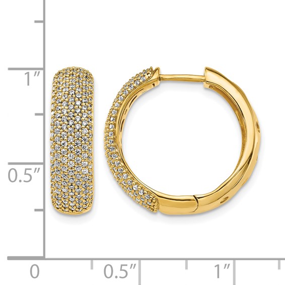 14k 1 carat Diamond Pave Hinged Hoop Earrings