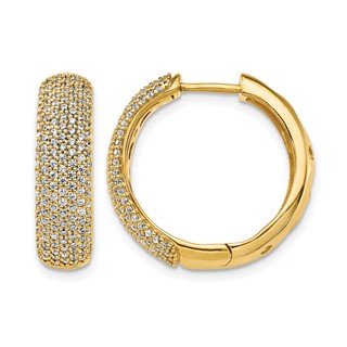 14k 1 carat Diamond Pave Hinged Hoop Earrings