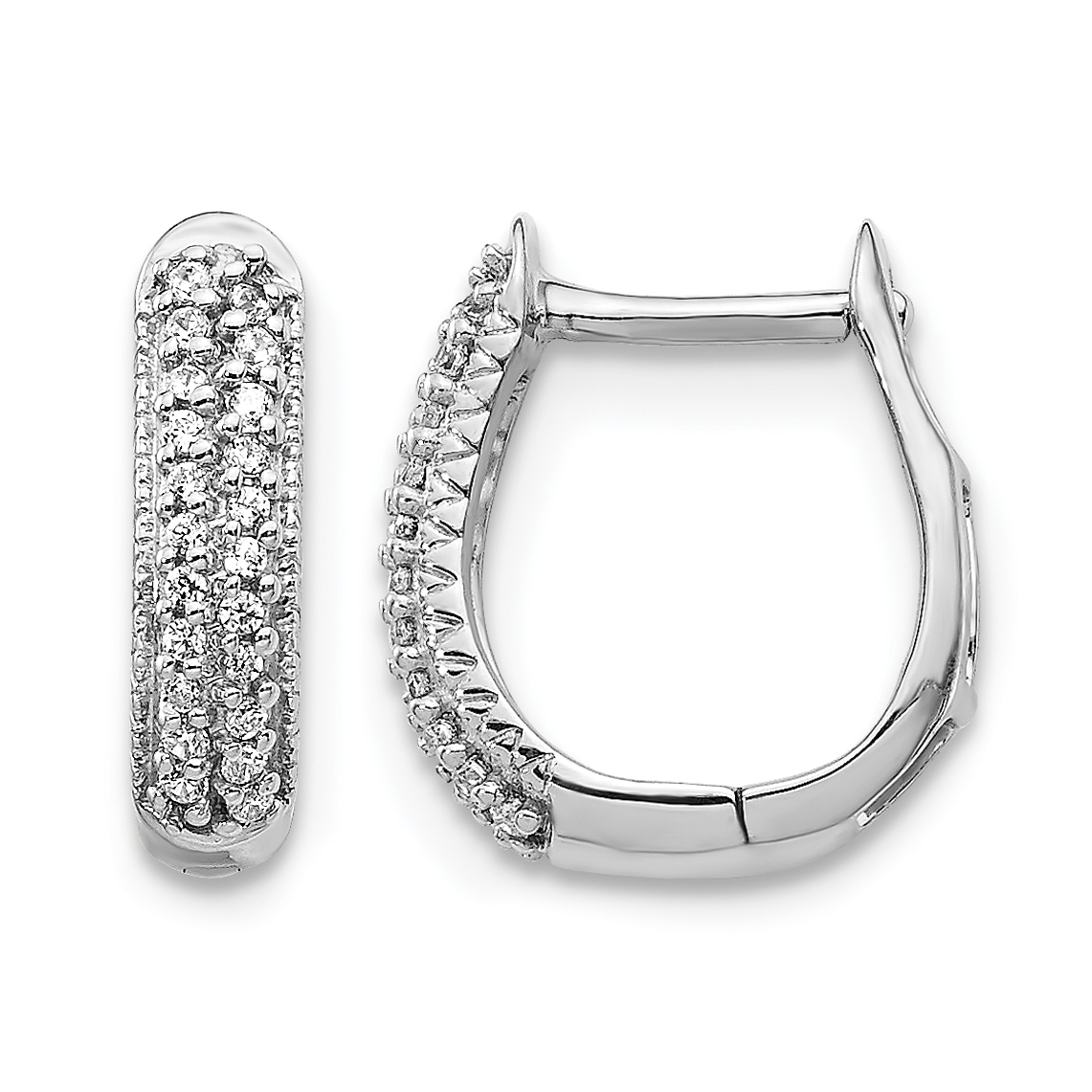 14k White Gold Polished Diamond Hinged Hoop Earrings (EM5385-016-WA)