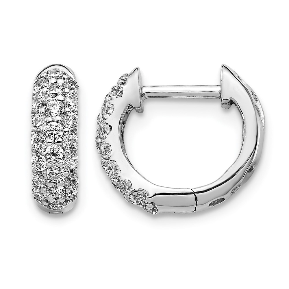 Real 14kt White Gold Diamond Hinged Hoop Earrings eBay