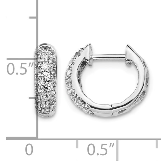 10k White Gold Diamond Hinged Hoop Earrings