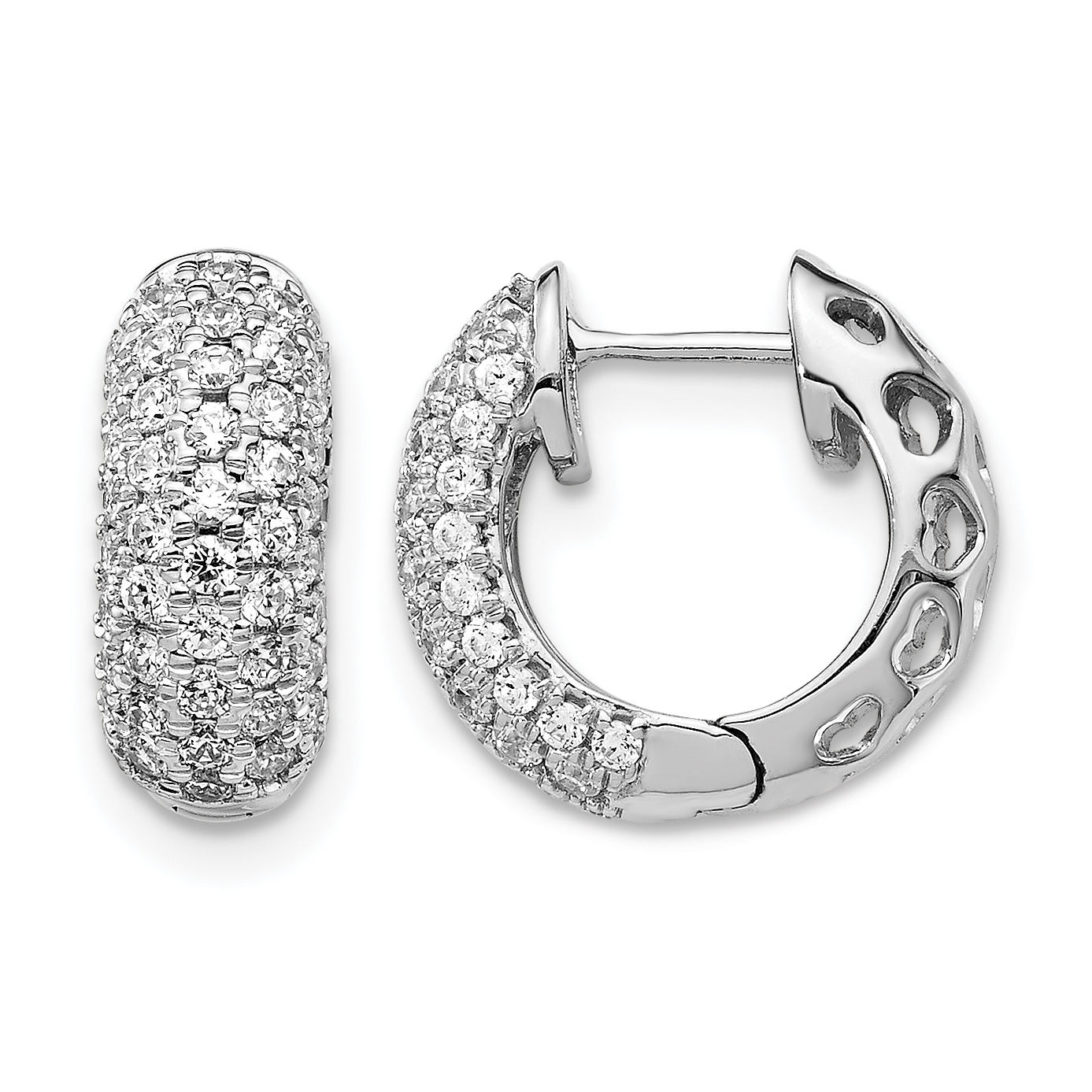 14k White Gold Diamond Hinged Hoop Earrings (EM5389-075-WA)