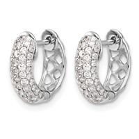 14K White Gold 0.75 Carat Lab Grown Diamond VS SI+ G+ Complete Hinged Hoop Earrings view 2