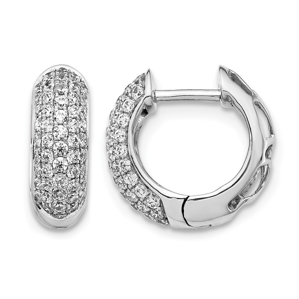 14K White Gold 0.75 Carat Lab Grown Diamond VS SI+ G+ Complete Hinged Hoop Earrings
