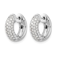 14K White Gold 1.20 Carat Lab Grown Diamond VS SI+ G+ Complete Hinged Hoop Earrings view 2