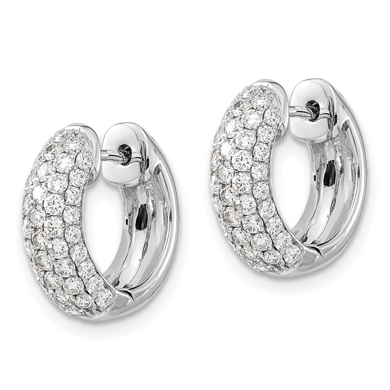 14k White Gold 1 1/5 carat Lab Grown Diamond VS/SI+ G+ Complete Hinged Hoop Earrings