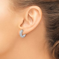 14K White Gold 1.20 Carat Lab Grown Diamond VS SI+ G+ Complete Hinged Hoop Earrings view 3