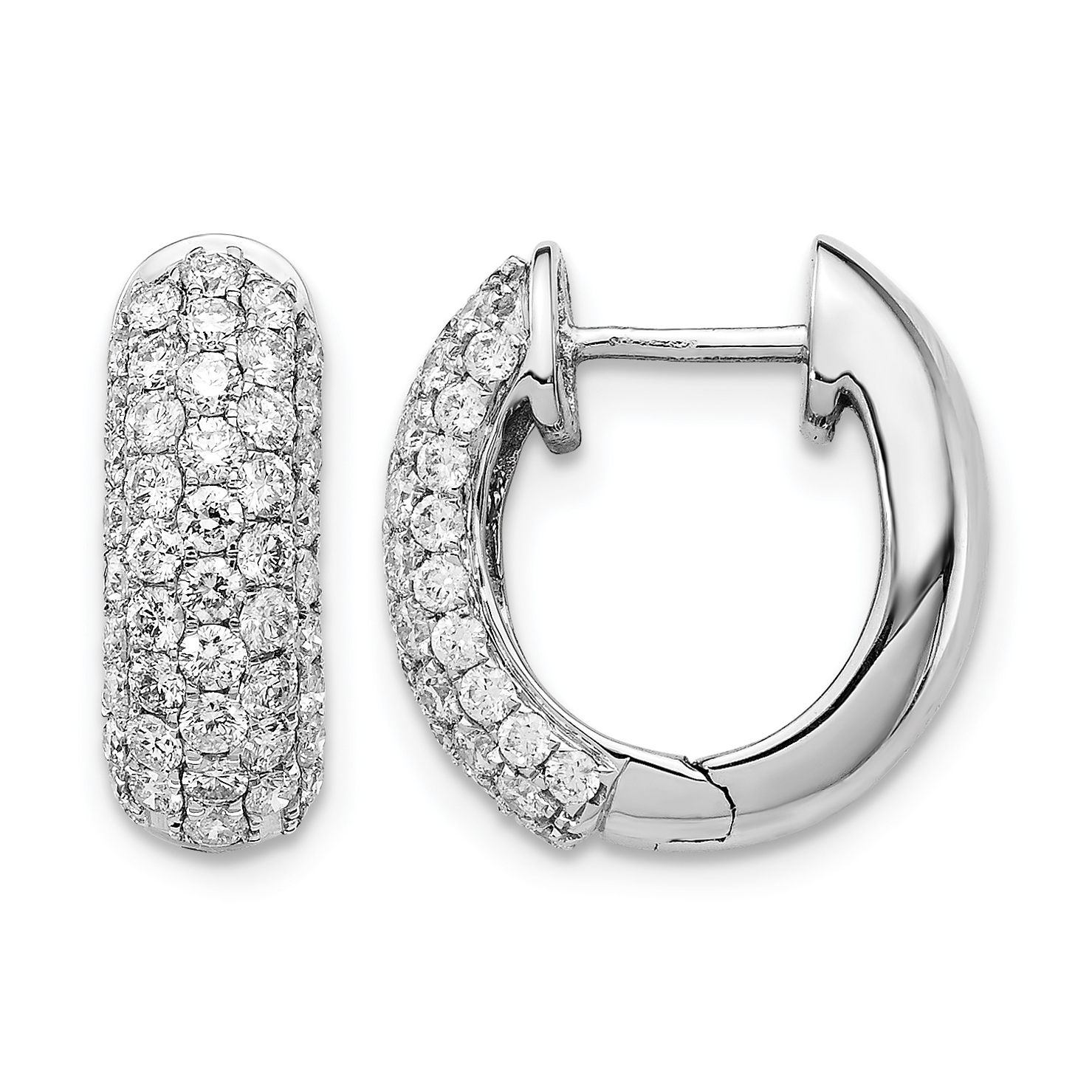 14k White Gold Diamond Hinged Hoop Earrings (EM5392-120-WA)