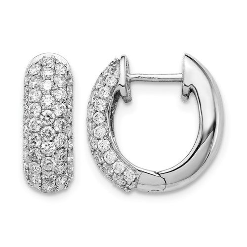 14K White Gold 1.20 Carat Lab Grown Diamond VS SI+ G+ Complete Hinged Hoop Earrings