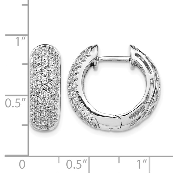 14k White Gold 1.75 carat Diamond Pave Hinged Hoop Earrings