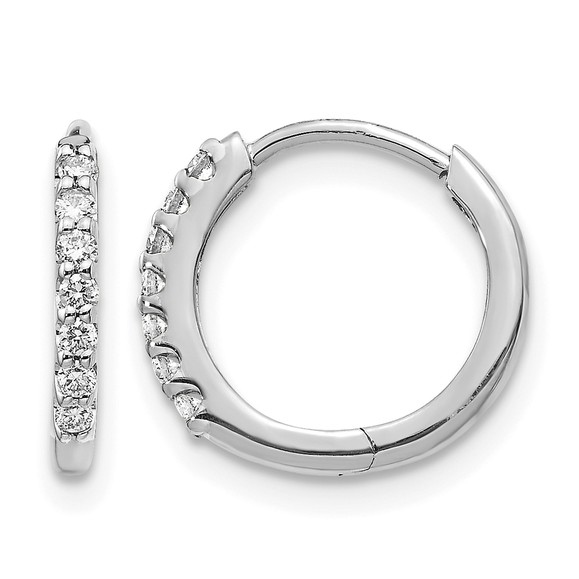 10k White Gold Diamond Hinged Hoop Earrings (EM5394-016-1WA)