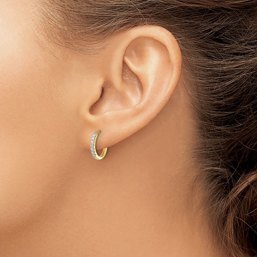10k Diamond Hinged Hoop Earrings (EM5394-016-1YA)