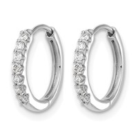 14K White Gold 0.12 Carat Lab Grown Diamond VS SI+ G+ Complete Hinged Hoop Earrings view 2