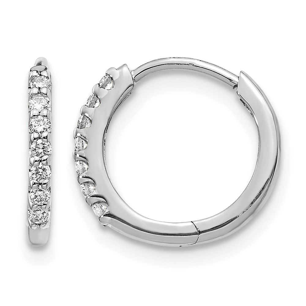 14k White Gold Diamond Hinged Hoop Earrings (EM5394-016-WA)