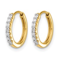 14K Yellow Gold 0.12 Carat Lab Grown Diamond VS SI+ G+ Complete Hinged Hoop Earrings view 2