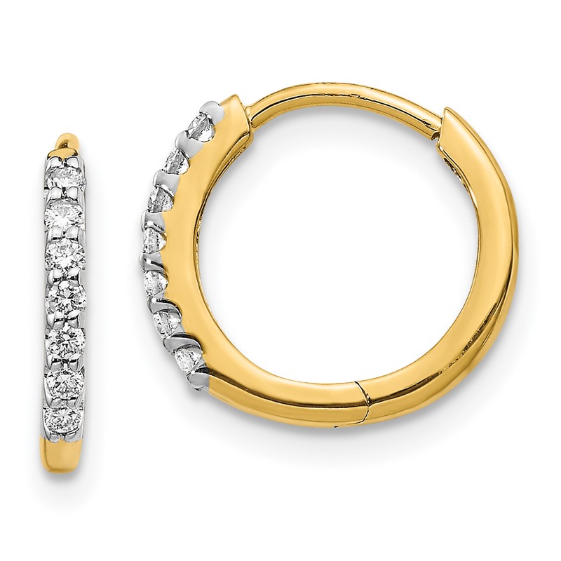 14k 1/8 carat Lab Grown Diamond VS/SI+ G+ Complete Hinged Hoop Earrings