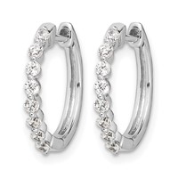 10K White Gold 0.33 Carat Lab Grown Diamond VS SI+ G+ Complete Hinged Hoop Earrings view 2