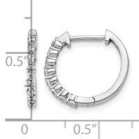 10K White Gold 0.33 Carat Lab Grown Diamond VS SI+ G+ Complete Hinged Hoop Earrings view 3