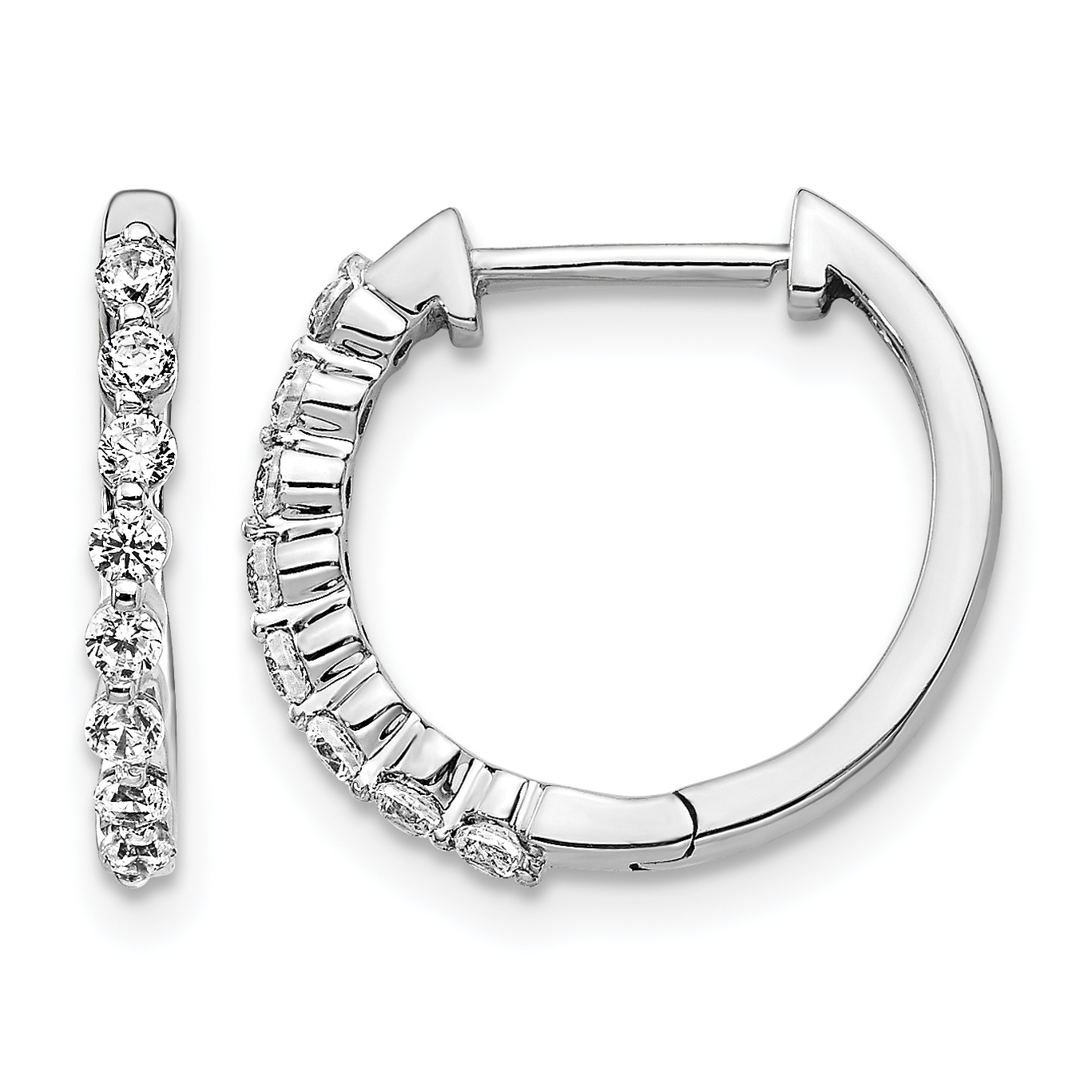 14k White Gold Diamond Hinged Hoop Earrings (EM5395-033-WA)