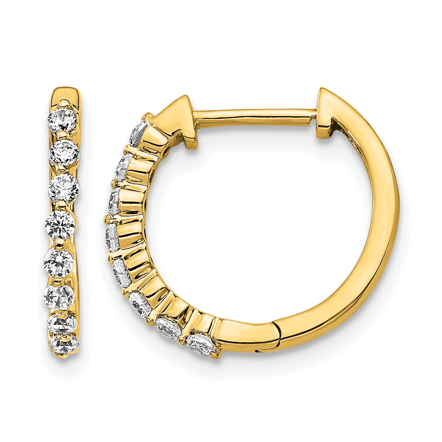 14k 1/3 carat Lab Grown Diamond VS/SI+ G+ Complete Hinged Hoop Earrings (EM5395-033-YLG)
