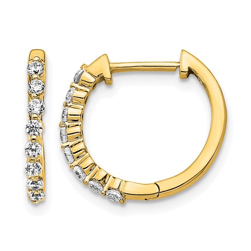 14K Yellow Gold 0.33 Carat Lab Grown Diamond VS SI+ G+ Complete Hinged Hoop Earrings