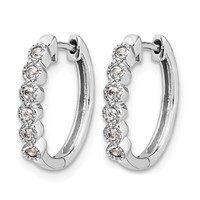 14K White Gold 0.12 Carat Lab Grown Diamond VS SI+ G+ Complete Hinged Hoop Earrings view 2