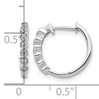 14K White Gold 0.12 Carat Lab Grown Diamond VS SI+ G+ Complete Hinged Hoop Earrings view 4