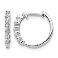 14K White Gold 0.12 Carat Lab Grown Diamond VS SI+ G+ Complete Hinged Hoop Earrings view 1