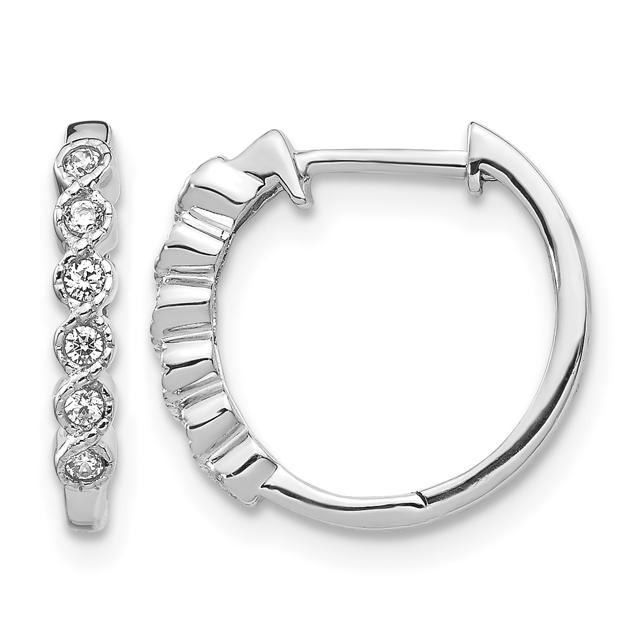 14k White Gold Diamond Hinged Hoop Earrings (EM5396-013-WA)