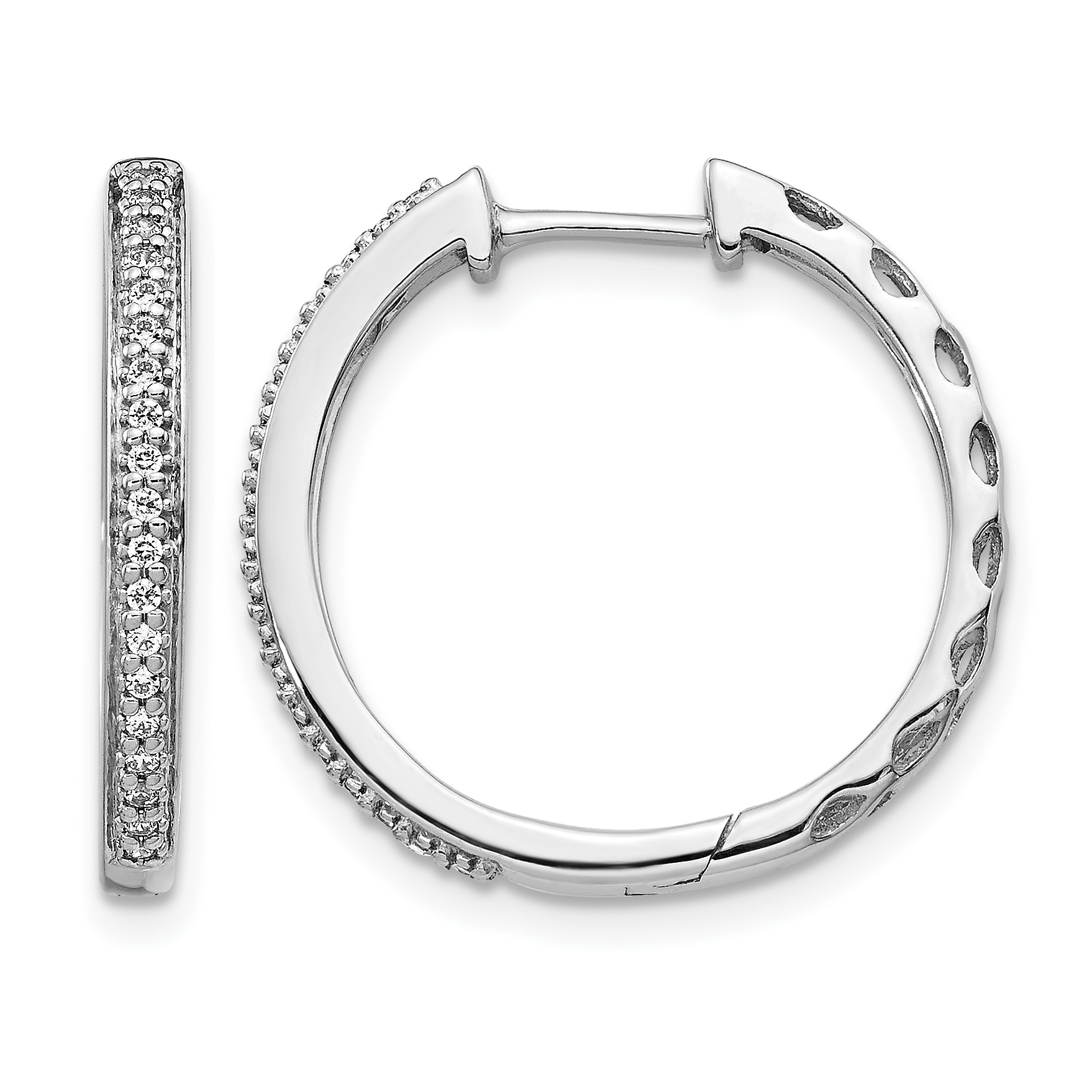 14k White Gold Diamond 2mm Hinged Hoop Earrings (EM5400-016-WA)